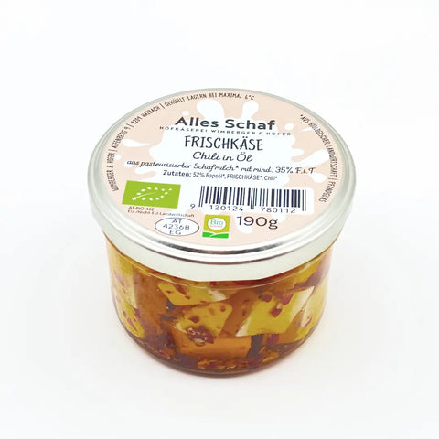 Bio Frischkäse-Würfel in Rapsöl Chili 190g
